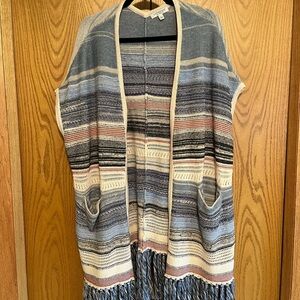 Liverpool Sleeveless Boho Cardigan with Fringe